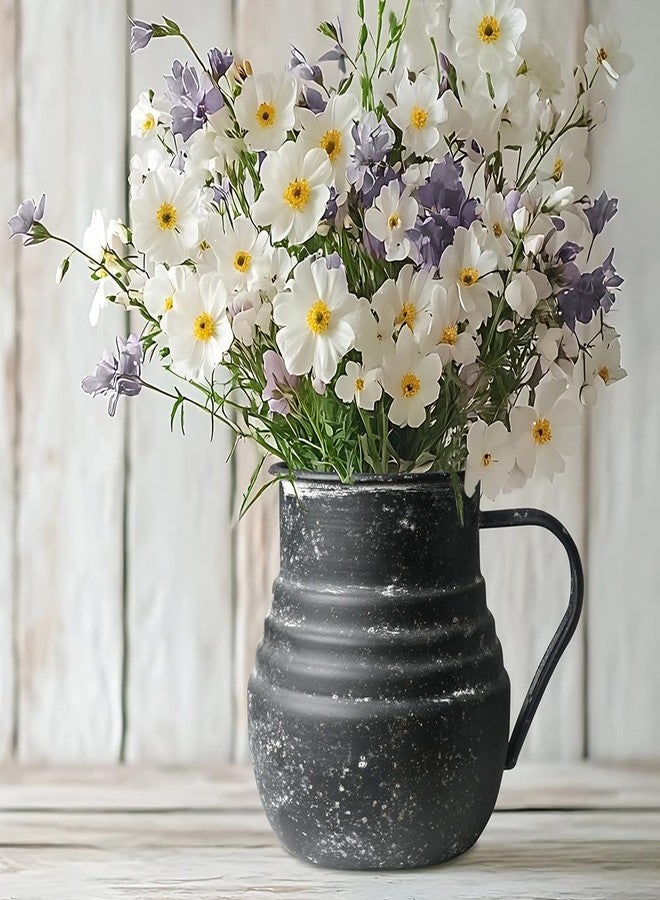 Chadechimo Rustic Metal Farmhouse Vase Shabby Chic Small Pitcher Fall Black Vase Brown Decorative Vase for Farmhouse Kitchen Decor - Image 5
